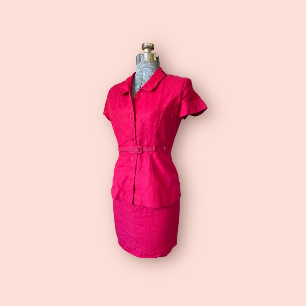 Vintage Ann Taylor Red Sheath Suit Dress Short sleeve
